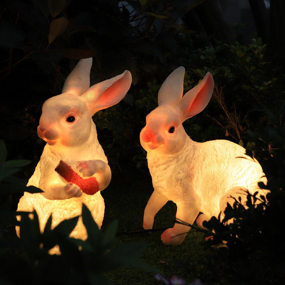 Elio Cute Rabbit Resin Outdoor Floor Lamp, White&Pink
