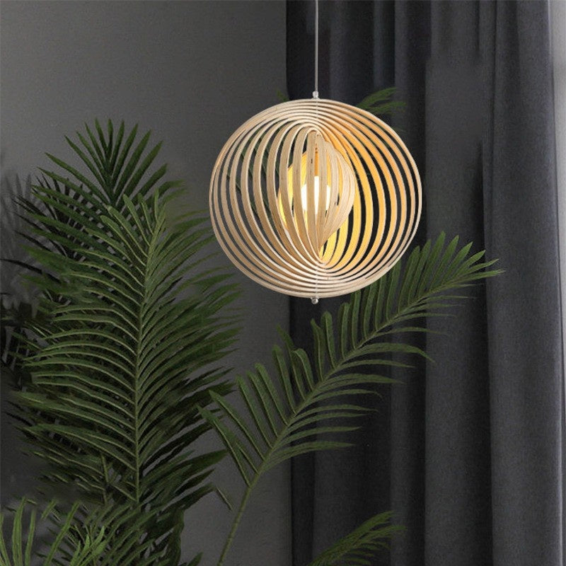 Muto Japanse LED Hanglampen Zwart/Goud Hout Slaapkamer/Bar
