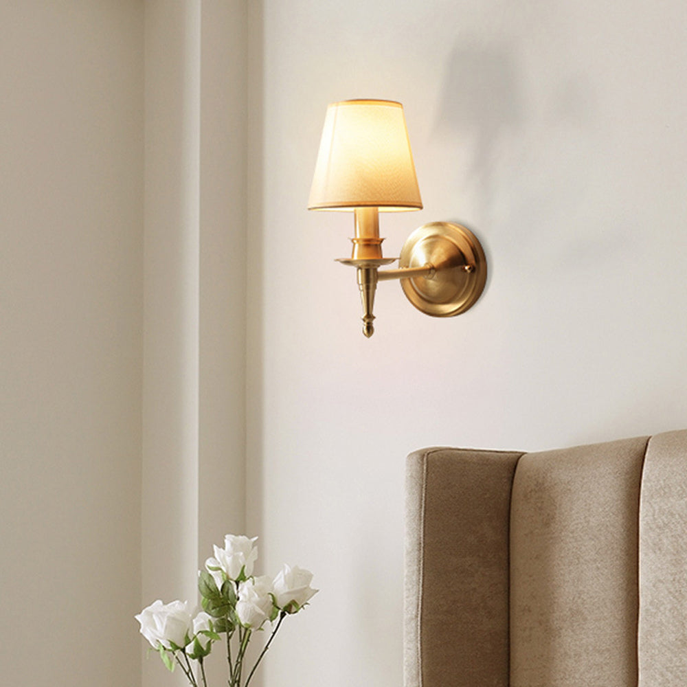 Valerio Vintage Rustic Lantern Metal/Fabric LED Wall Lamp, Gold