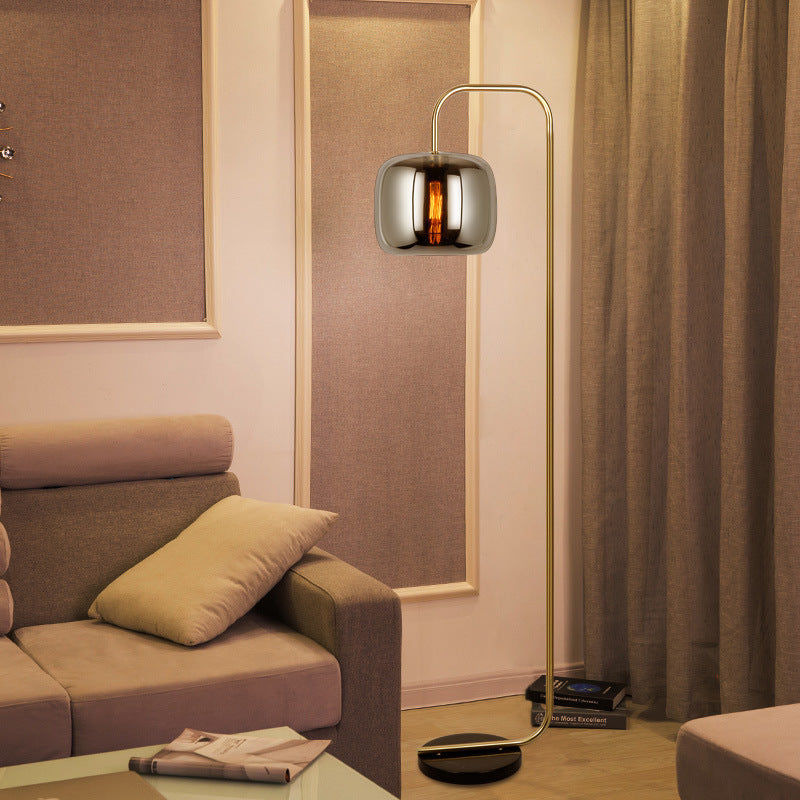 HailieMinimalistische Moderne Vloerlamp Boog Rook Grijs Metaal/Glas Slaapkamer/Woonkamer