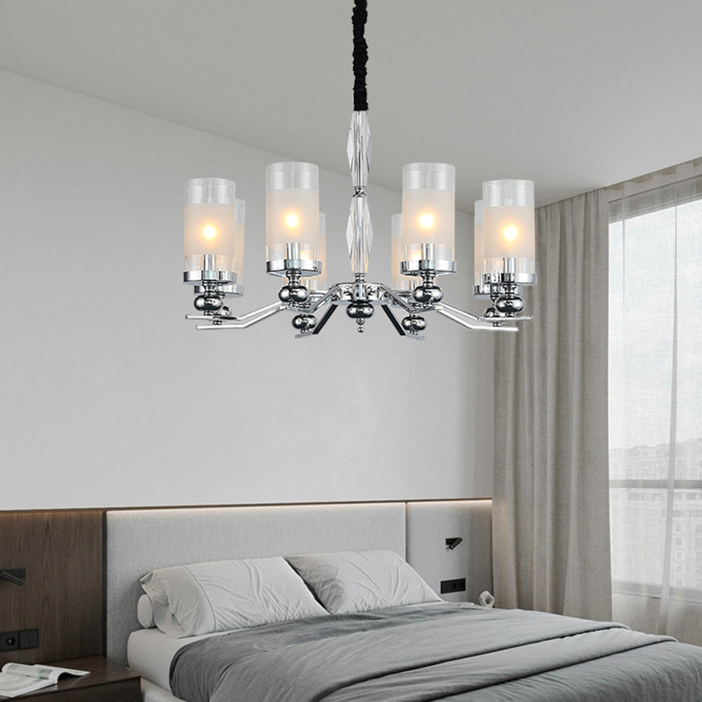 Valerio Retro Design Hanglamp/wandlamp Zilveren Metaal/Glazen Woonkamer