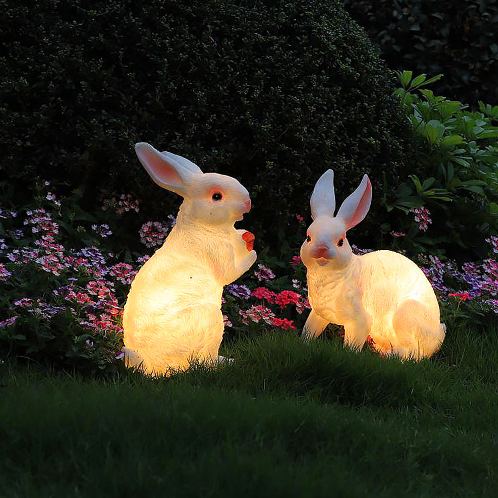 Elio Cute Rabbit Resin Outdoor Floor Lamp, White&Pink
