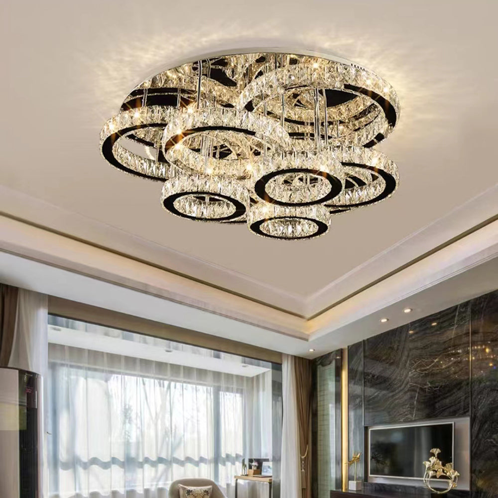Kristy Ronde Grote LED Plafondlamp Metaal Crystal Eetkamer Woonkamer