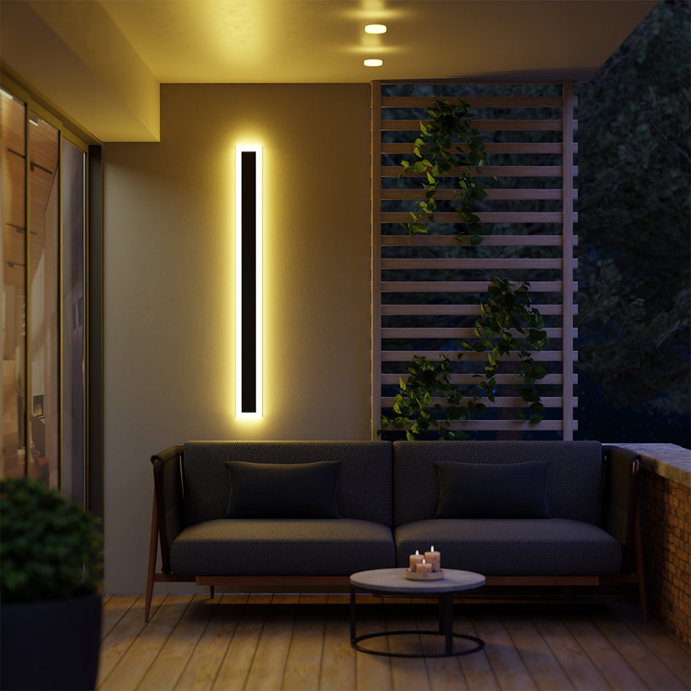 Edge Moderne Rechthoekig LED Wandlamp Zwart Metaal/Acryl Tuin/Stoeprand/Balkon