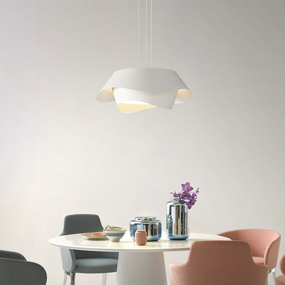 Carina Art Deco Bloemvorm Metalen Hanglamp, Wit, Woonk/Eetk/ Slaapkamer