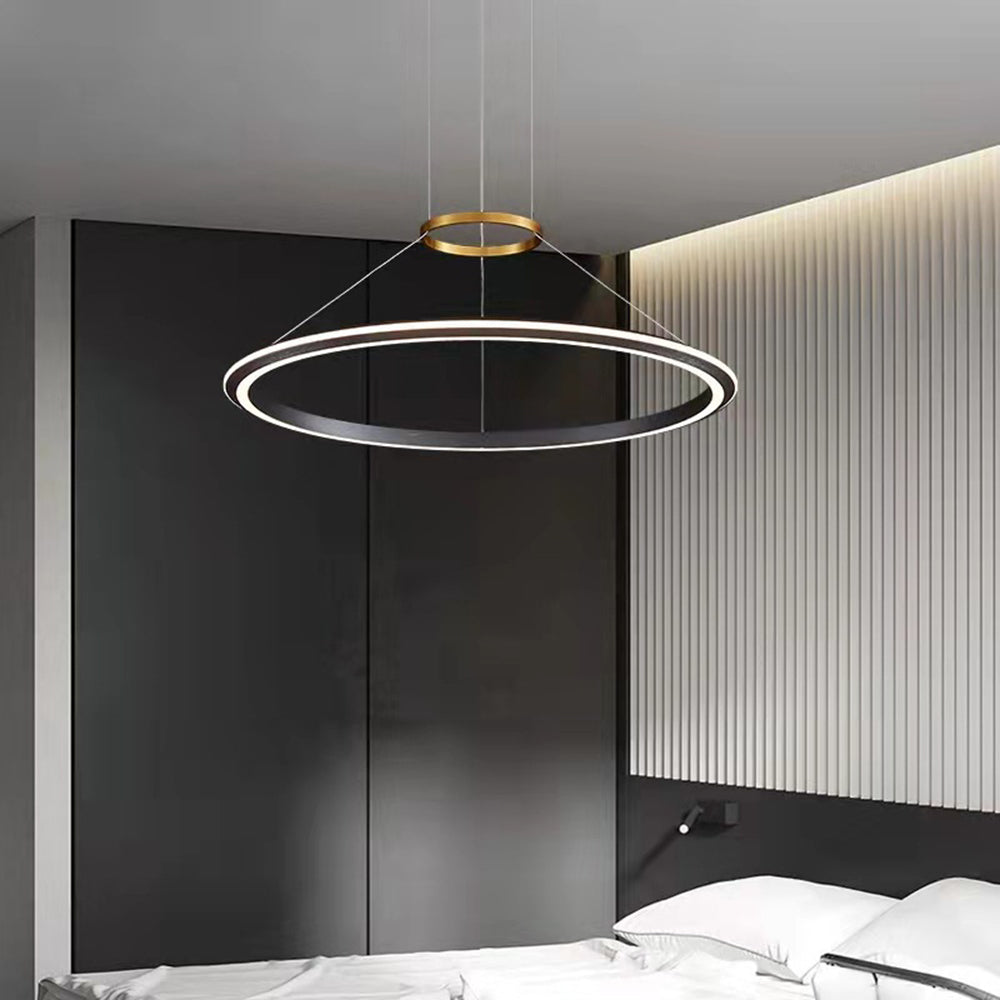 Alonza Minimalist Ring Metal Pendant Light, Black