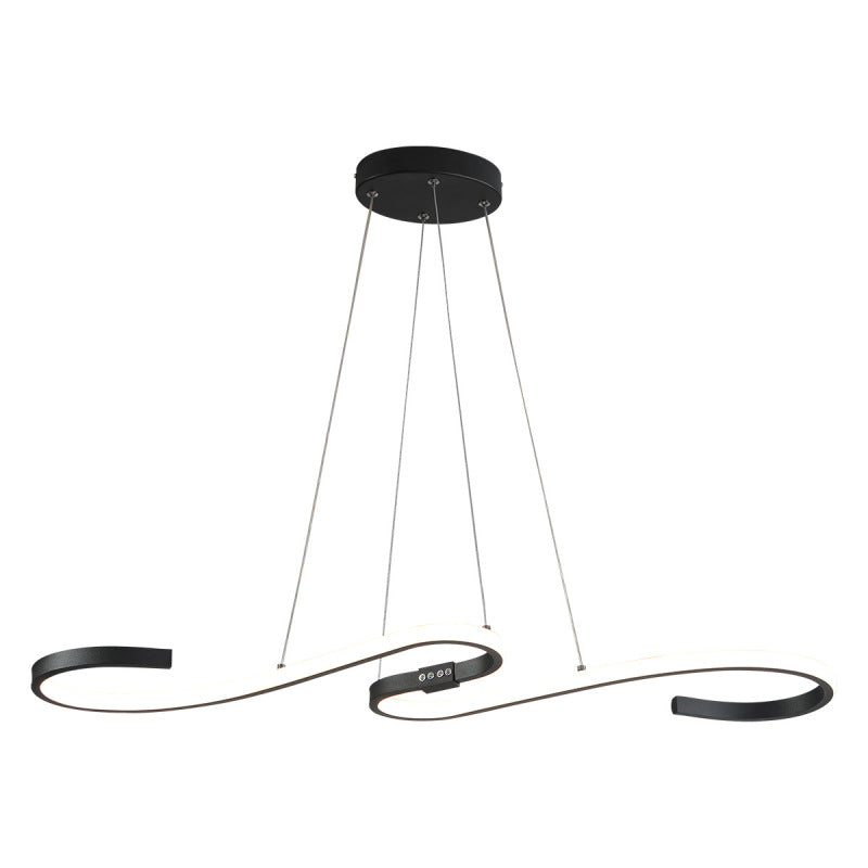Louise Gebogen LED Hanglampen Wit Zwart Metaal Silicagel Eetkamer