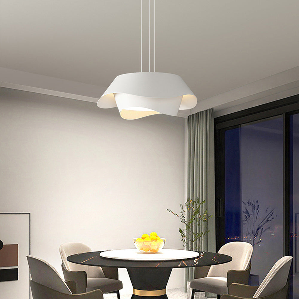 Carina Art Deco Bloemvorm Metalen Hanglamp, Wit, Woonk/Eetk/ Slaapkamer