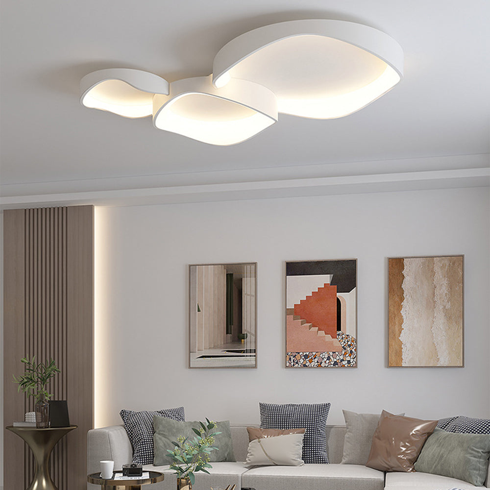 Alonza Modern Wave Flush Mount Ceiling Light, Living Room, White