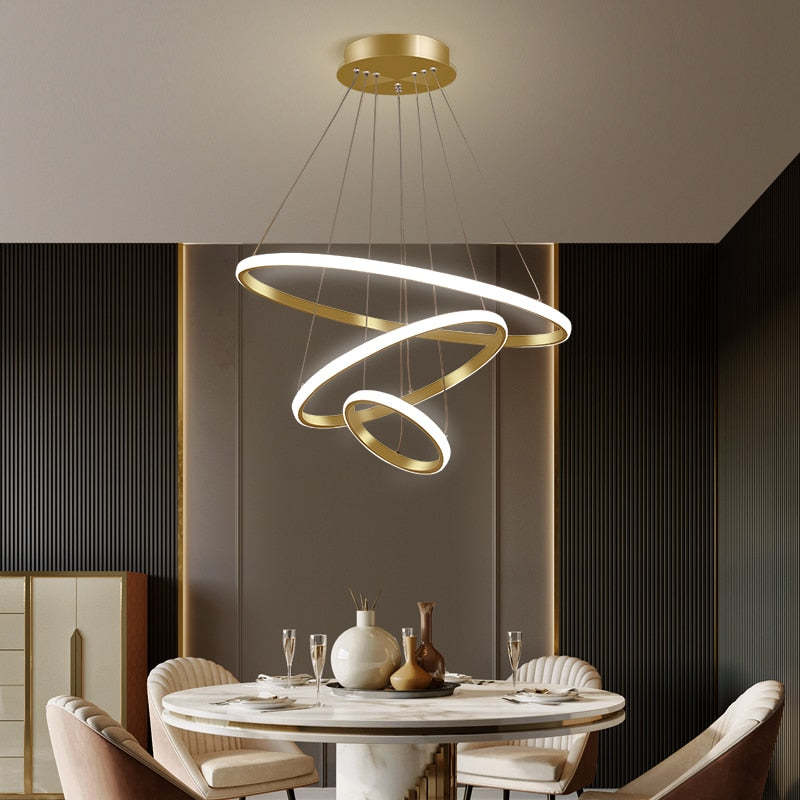 Alonza Moderne LED Hanglampen Wit Buitenste Verlicht 2/3/4 Ringen