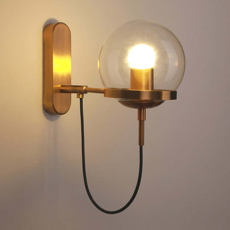 Valerio Retro Rustieke Glazen Design Wandlamp Zwart/Brons Woonk/Eetkamer