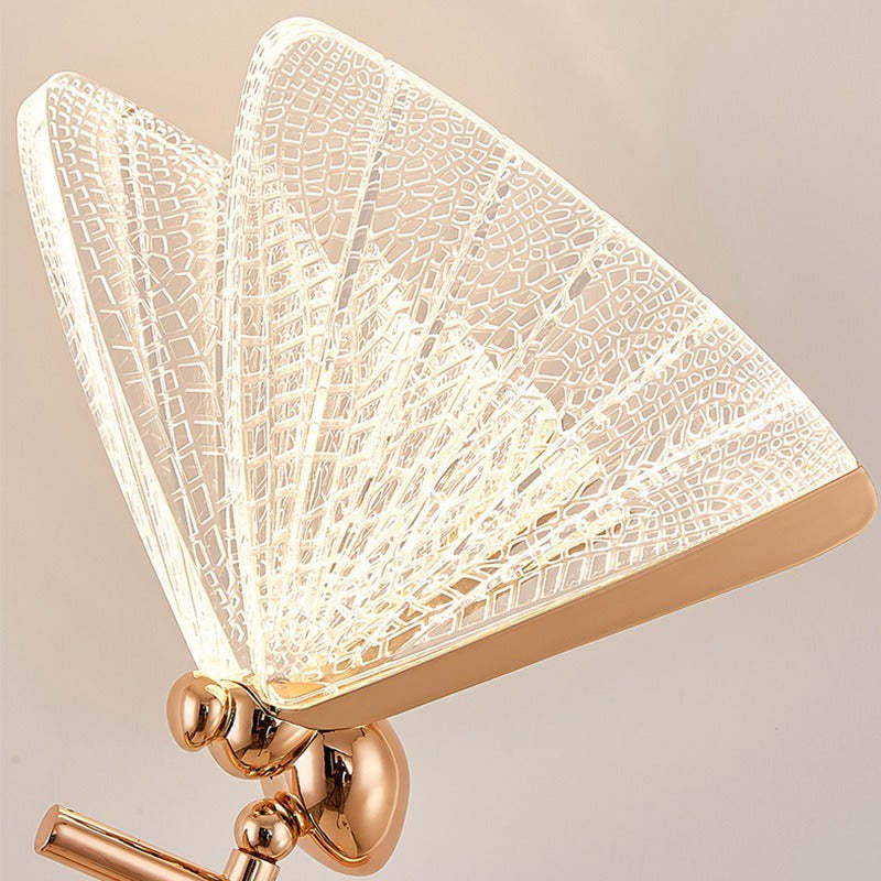 Kady Design Vlinder LED Vloerlamp/Tafellamp Metaal/Acryl Goud/Transparant Woonkamer/Slaapkamer