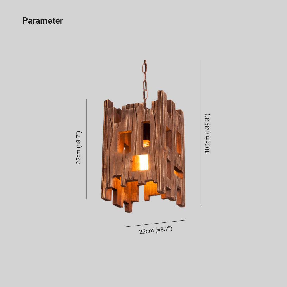 Brio Rechthoekige Retro Hanglamp Van Metaal En Hout, Woonkamer, 8.7"