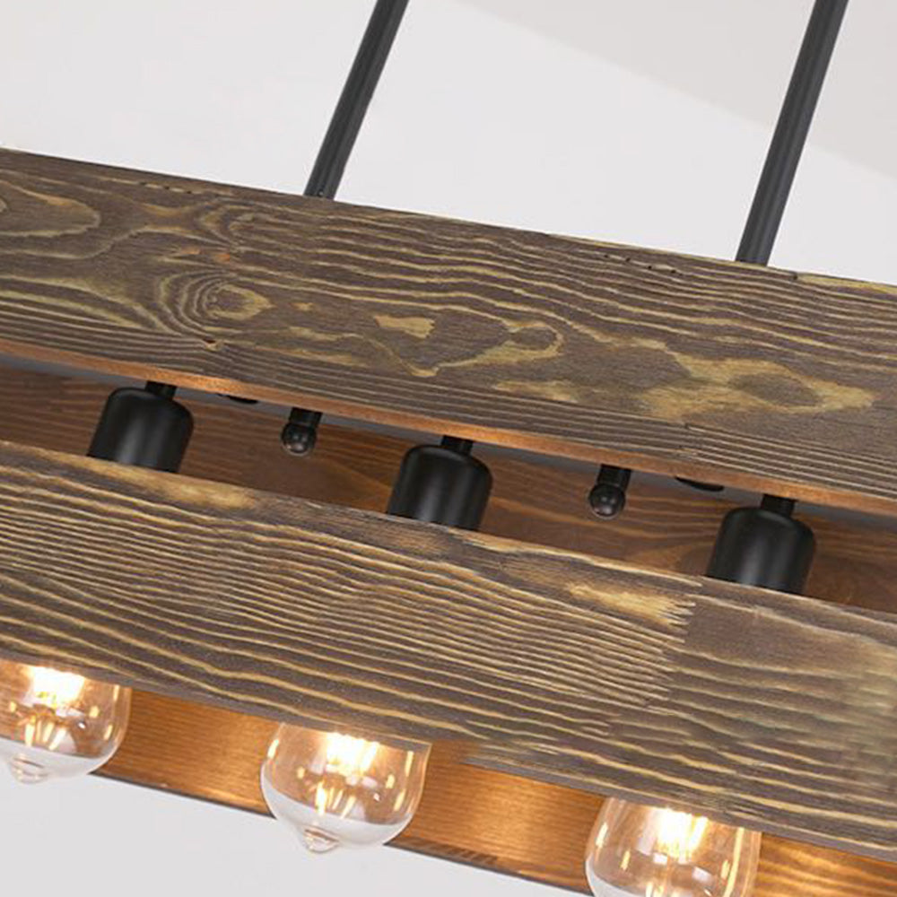 Valerio Retro Rechthoekige Hanglamp Van Metaal En Hout 5 Lampenkappen 2 Stijlen