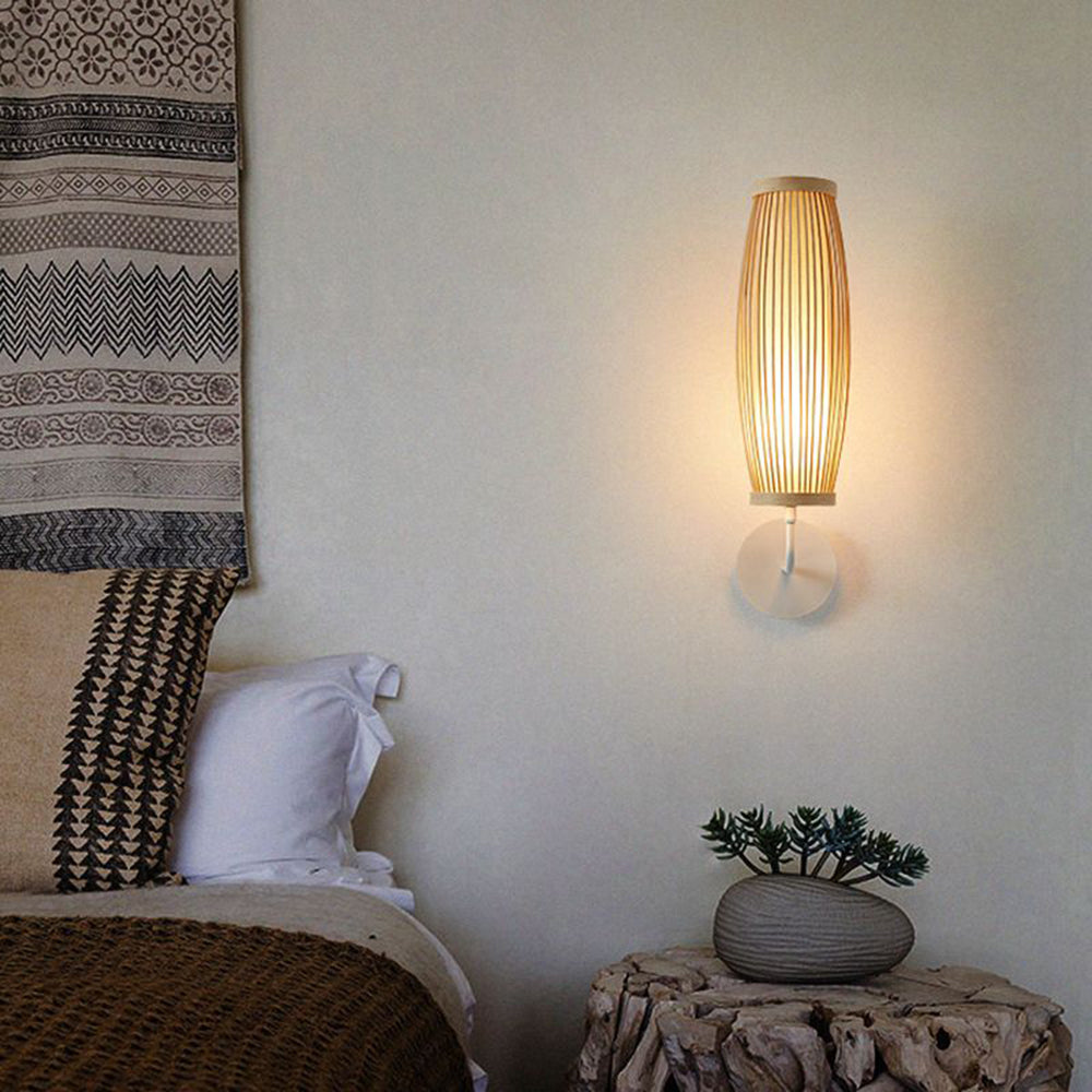Muto Modern Design LED Wandlamp Bruin Bamboe Metaal Slaapkamer