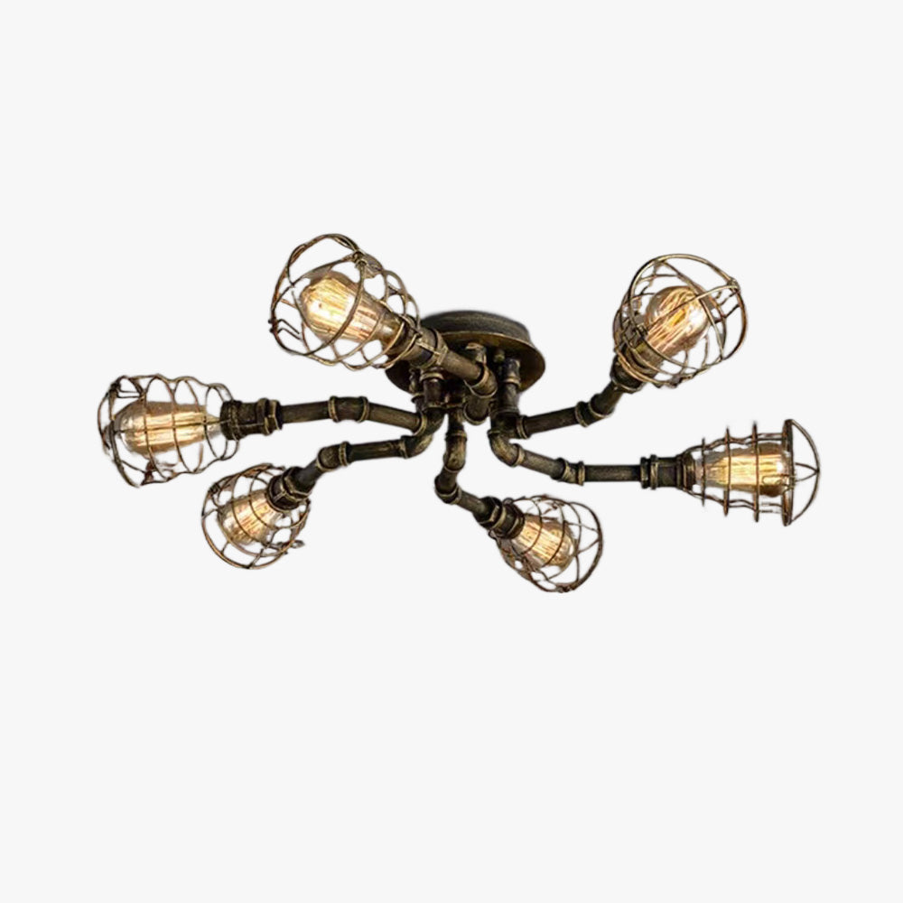 Cedric Industriele LED Plafondlamp Zwart/Messing Metaal Woon/Slaapkamer