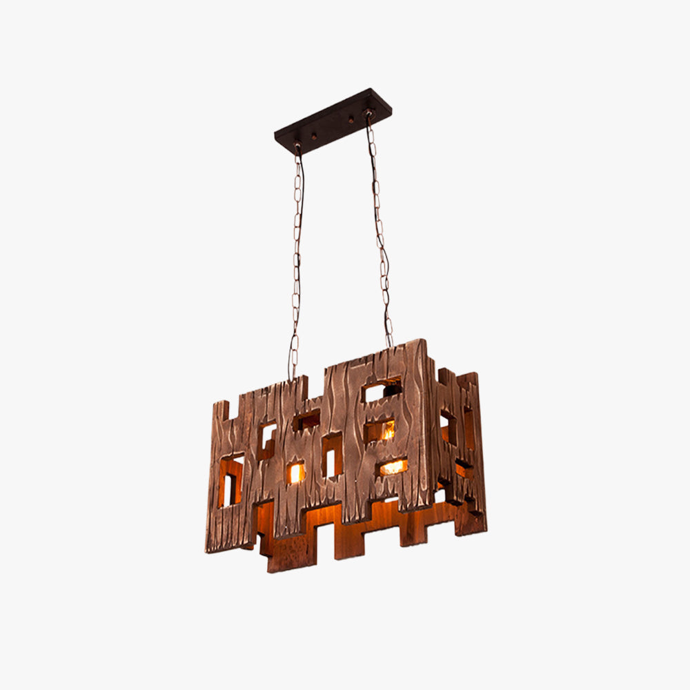 Brio Rechthoekige Hanglamp Van Metaal En Hout Woonk/Eetk/Slaapkamer