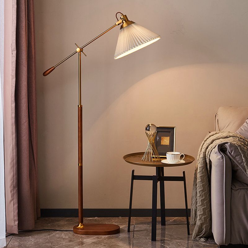 Ozawa Retro Design LED Vloerlamp Geplooid Metaal/Hout Woonkamer/Slaapkamer