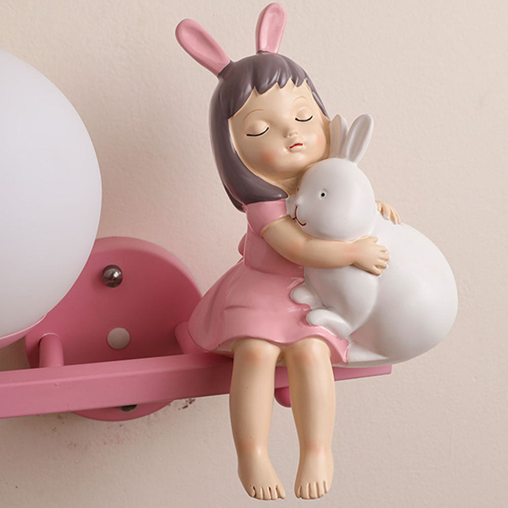 Minori Moderne Meisje/Konijn LED Wandlamp Metaal/Acryl Roze/Wit Kinderkamer