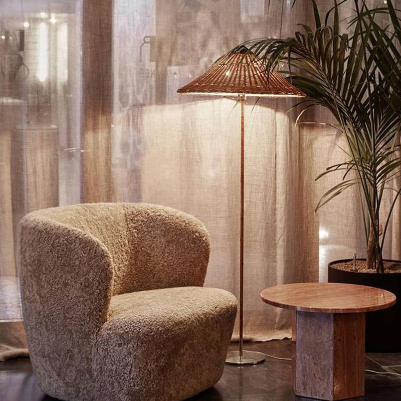 Muto Moderne Design LED Metalen Rotan Vloerlamp Metaal/Stof Slaapkamer