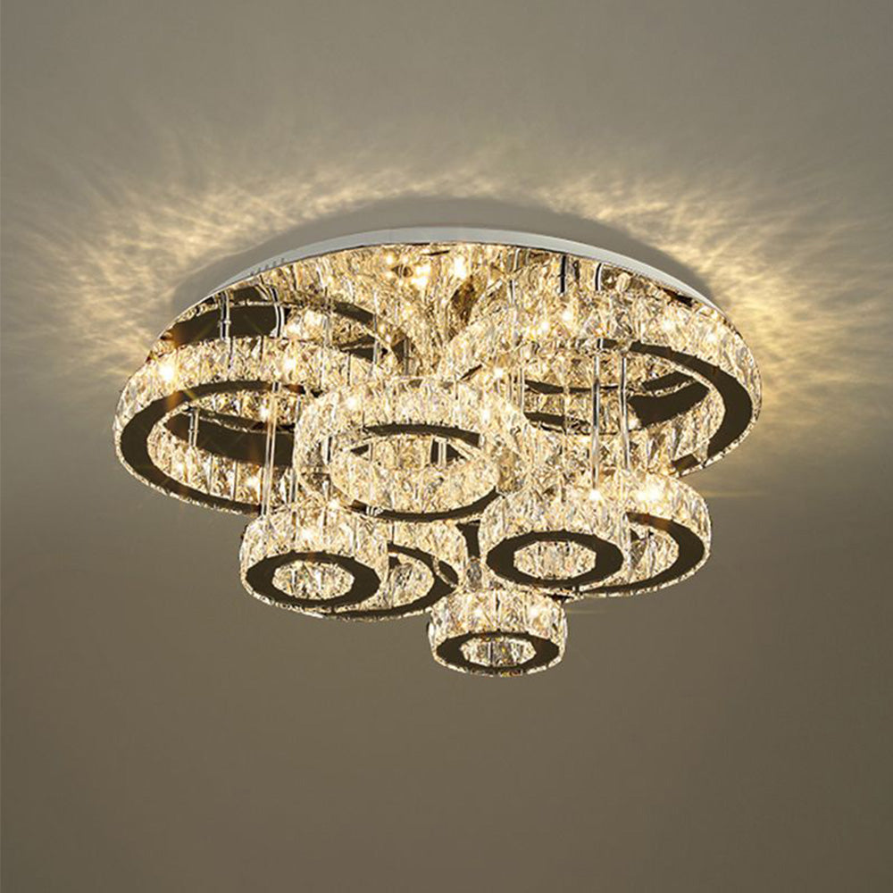 Kristy Ronde Grote LED Plafondlamp Metaal Crystal Eetkamer Woonkamer