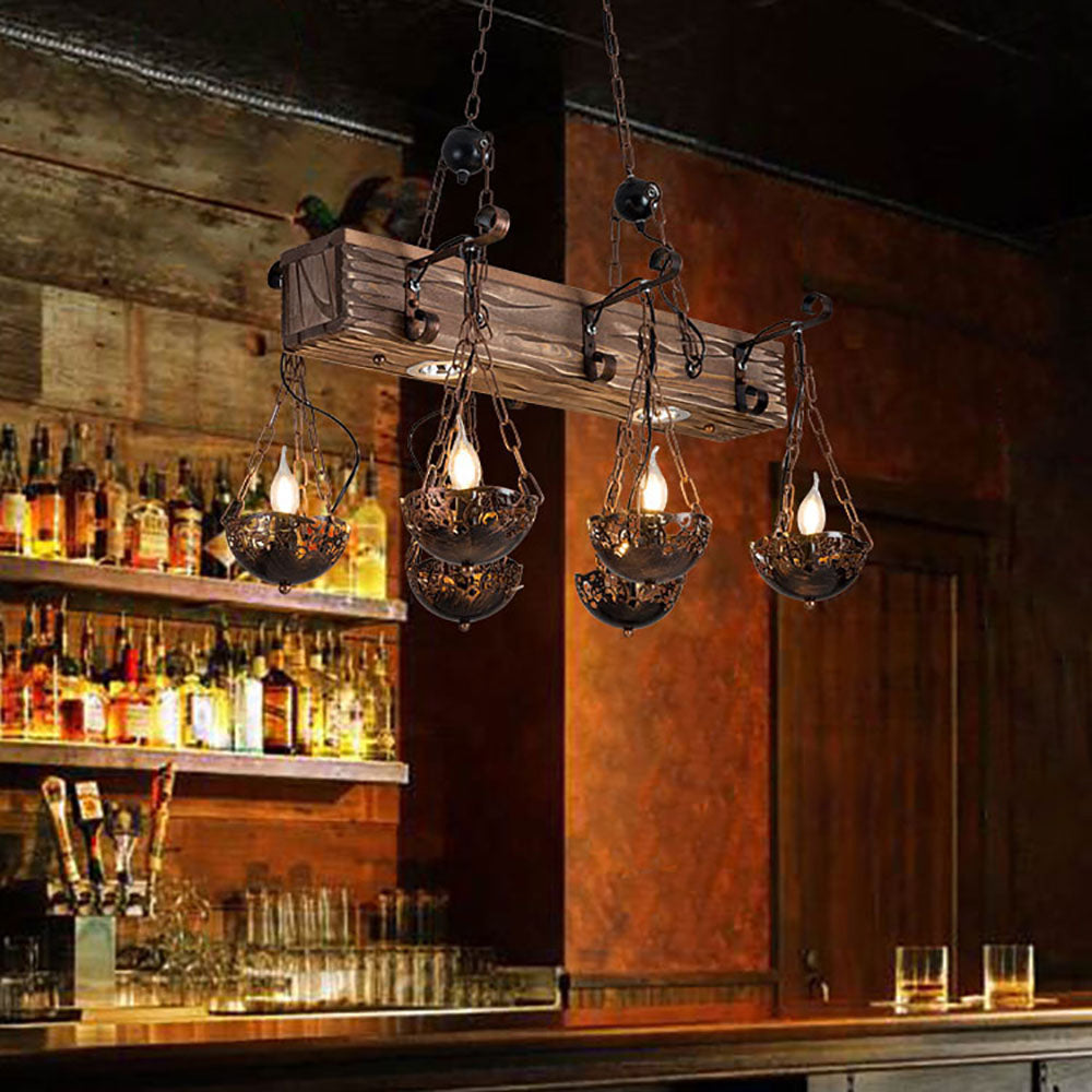 Brio Industrial Metal/Wood Pendant Light, Bronze