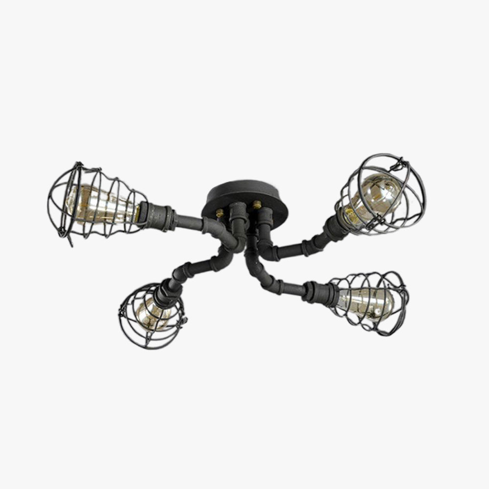 Cedric Industriele LED Plafondlamp Zwart/Messing Metaal Woon/Slaapkamer
