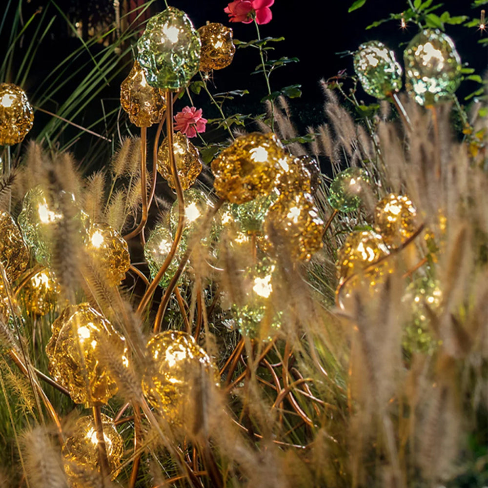 Carina Decoratieve Bloem LED Vloerlamp Goud Metaal/Glas Buiten