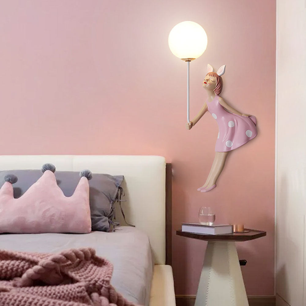 Minori Design Meisje LED Wandlamp Hars Roze Slaap/Kinder/Woon/Eetkamer