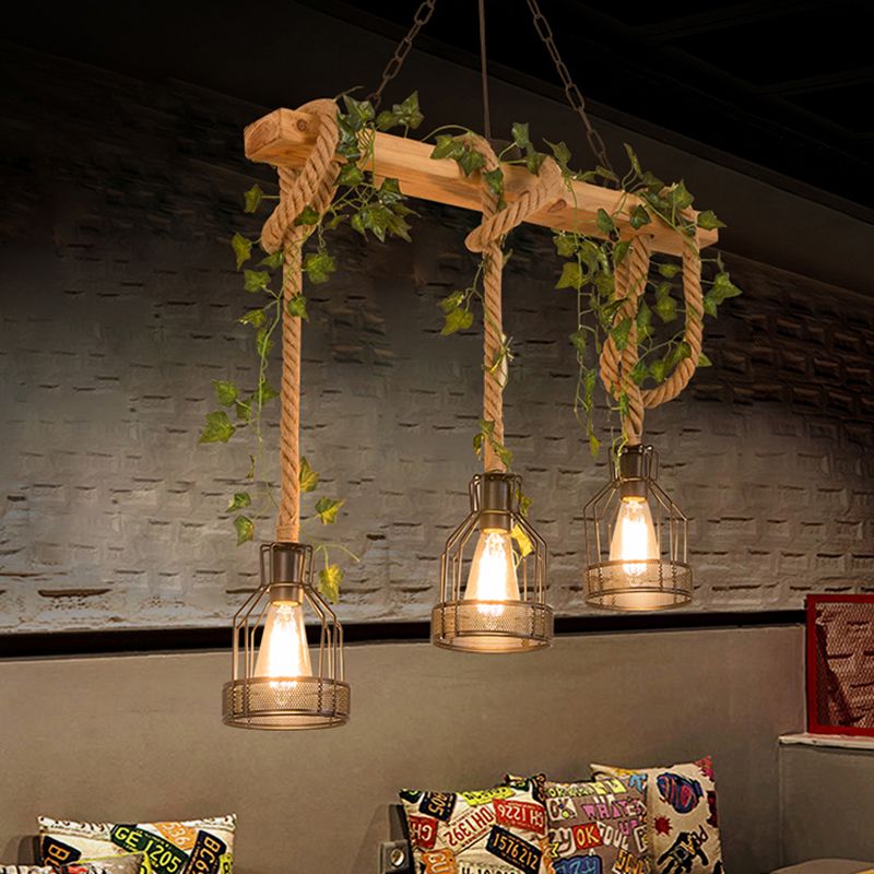 Benedict Caged Vintage Design Houten Balken Boerderij Hanglamp Eetkamer