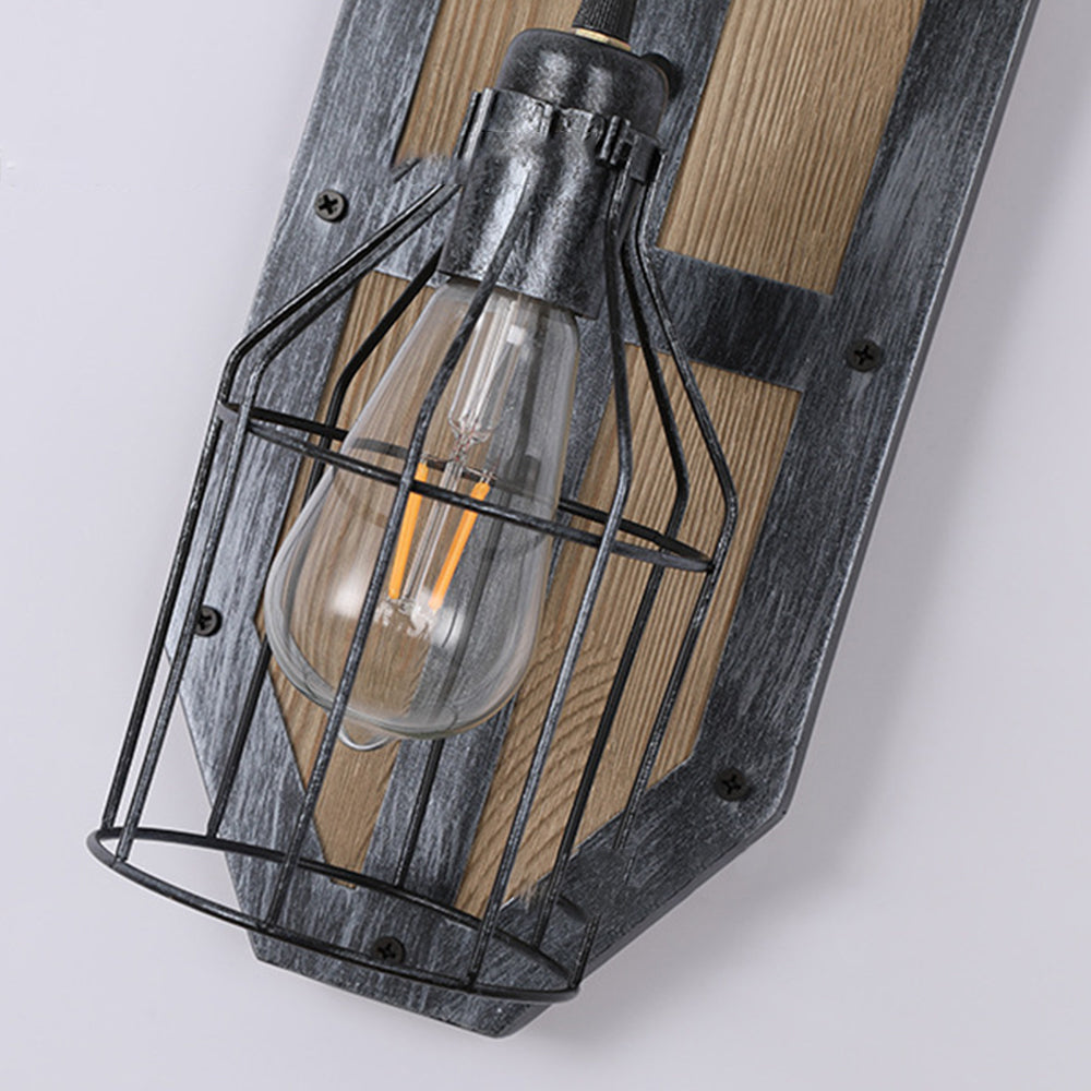 Brio Vintage Vogelkooi Design Houten Metalen Wandlamp, Slaapkamer/Keuken