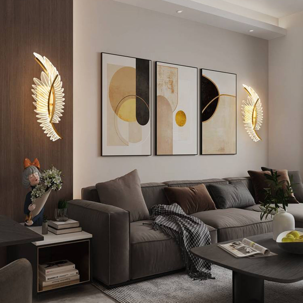 Kristy Moderne Wandlamp Metaal/Acryl Gouden Vleugels Design Sconce Voor Slaap/Woonkamer