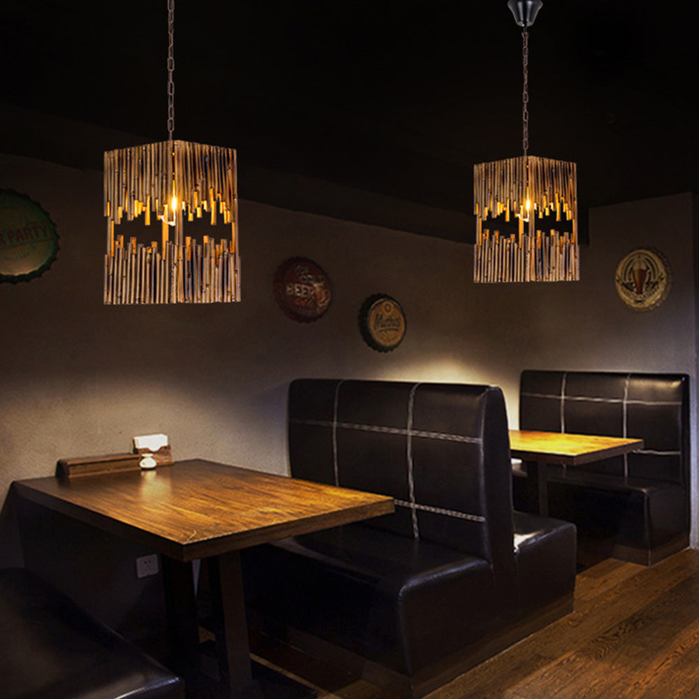 Brio Retro Rectangular Metal/Wood Pendant Light