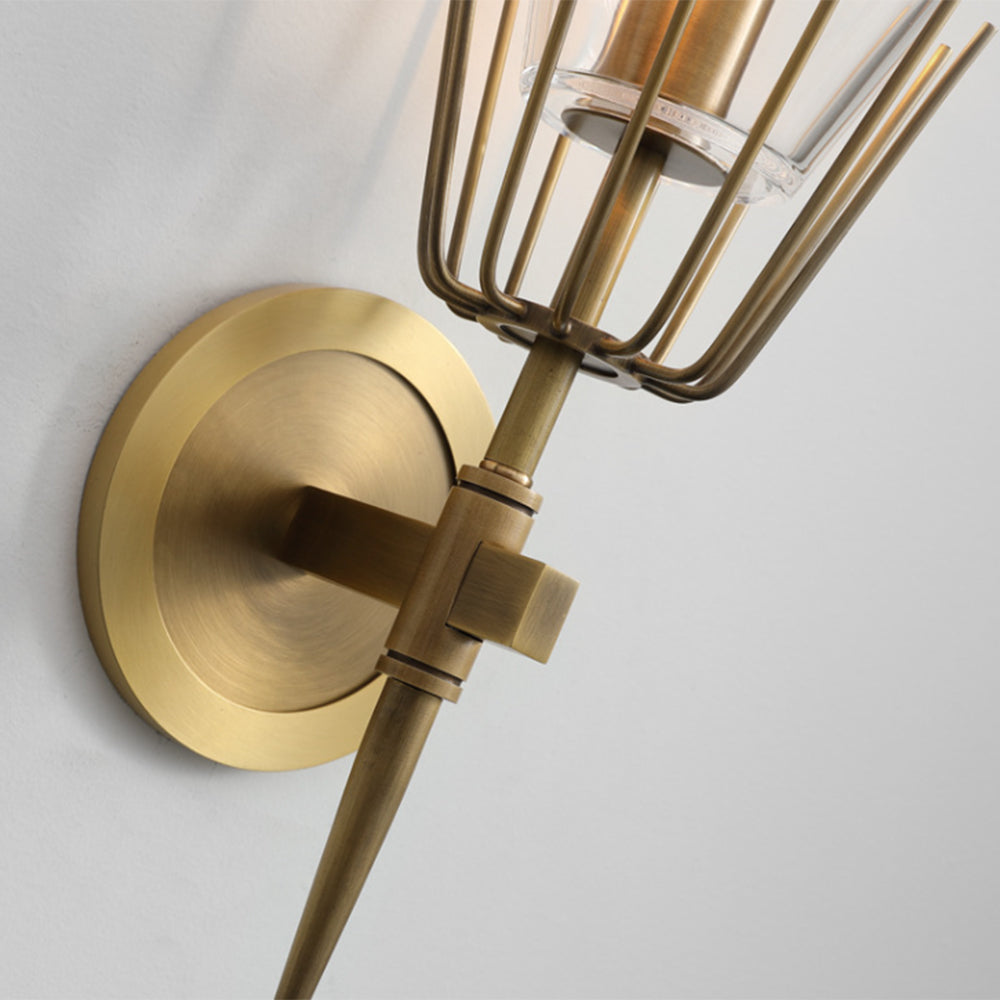 Orsini Vintage Lantaarn Metaal/Glazen Wandlamp Goud Slaapkamer/Woonkamer/Eetkamer