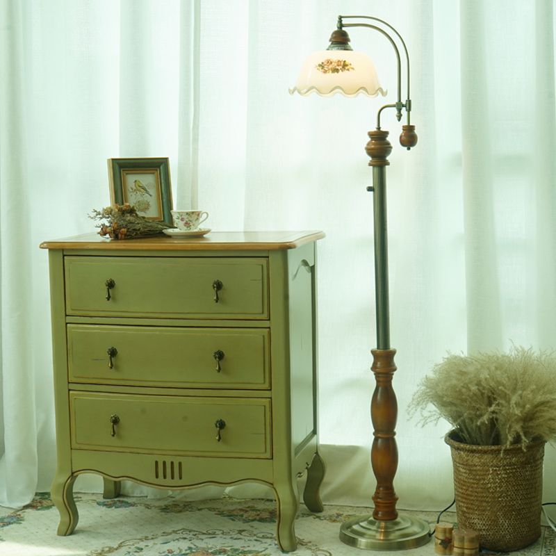 Morandi Retro Design LED Vloerlamp Lotus Bloem Vormige Metaal/Glas Eetkamer/Woonkamer