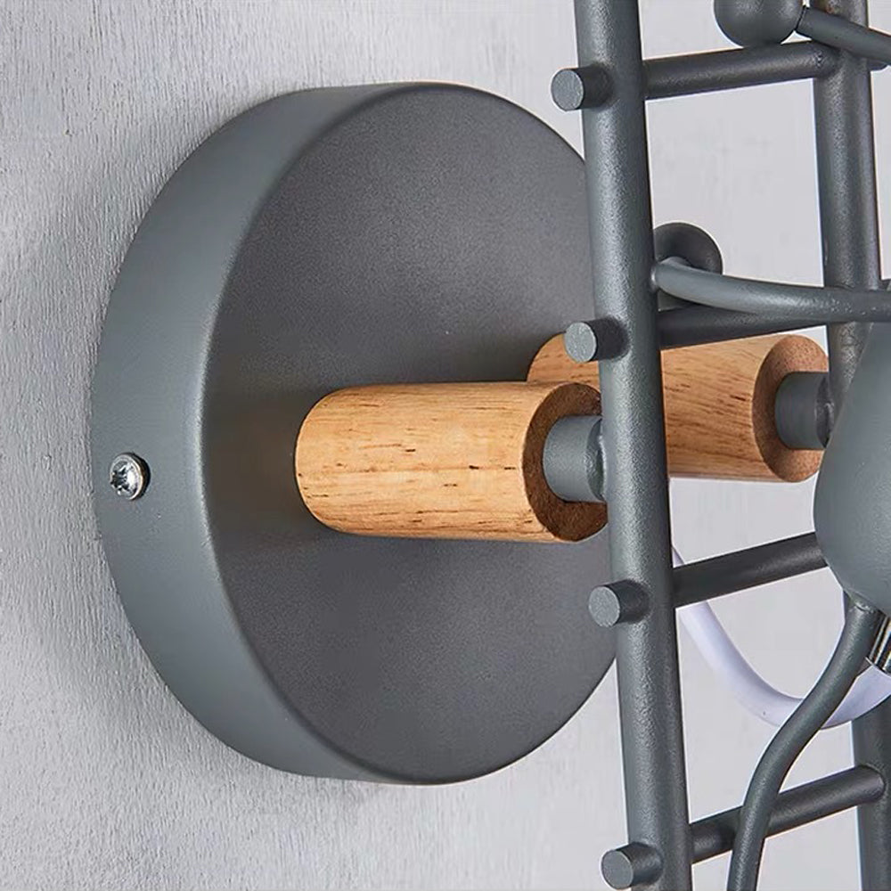 Luxo Industrieel Design LED Wandlamp Metalen/Houten Grijs/Wit/Groen Trap/Gangpad
