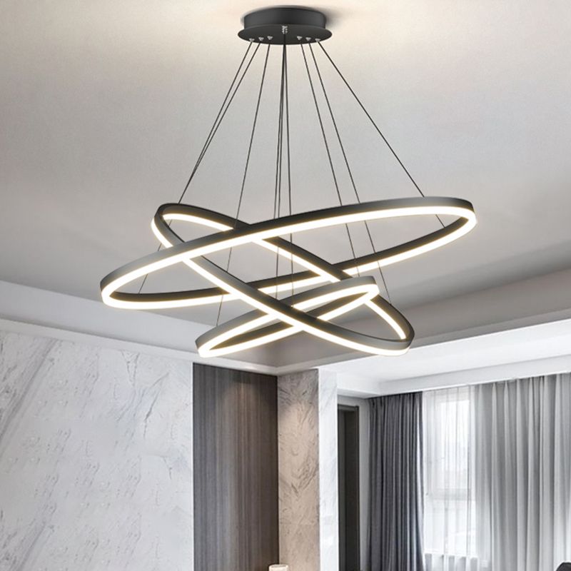 Alonza 3-Rings Black Black Modern Pendant Light