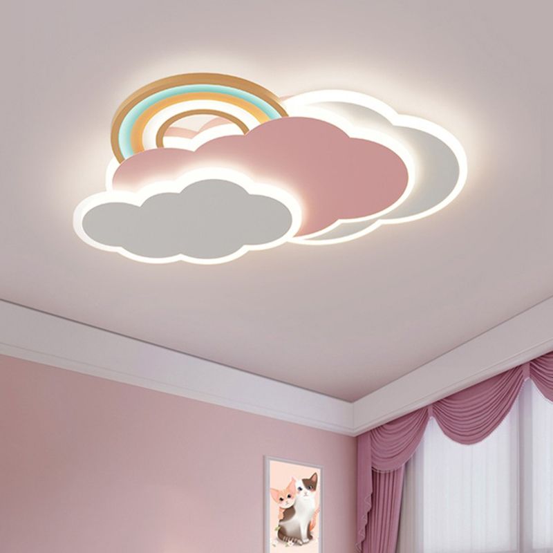 Minori Design Wolk/Regenboog LED Plafondlamp Metaal/Acryl Wit/Roze Slaap/Kinderkamer