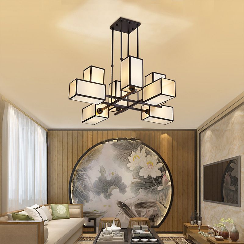 Lacey Retro Vierkant Hanglamp Zwart/Gouden Metaal Slaapkamer