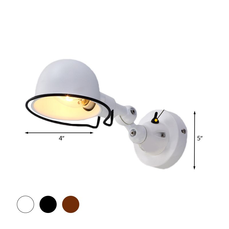 Valerio Wall Lamp Dome Retro, Adjustable Metal, Black, Living Room