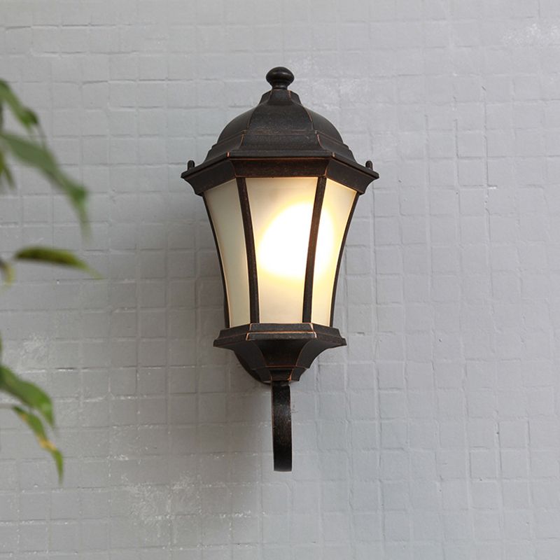 Valerio Vintage Lantern Metal/Glass Outdoor Wall Lamp, Black
