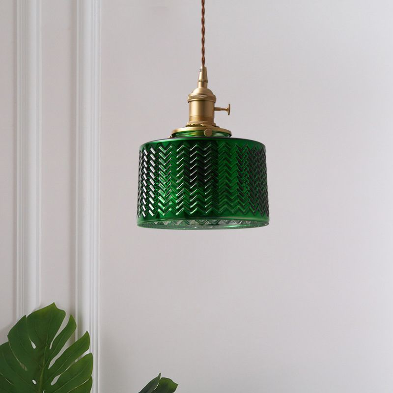 Hailie Moderne Cilinder/Geometrisch LED Plafondlamp Metaal/Glas Donkergroen Slaap/Woon/Eetkamer