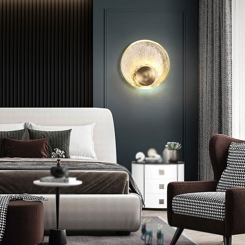 Kristy Design Ronde LED Wandlamp Metaal/Crystal Goud/Transparant Slaap/Woon/Badkamer