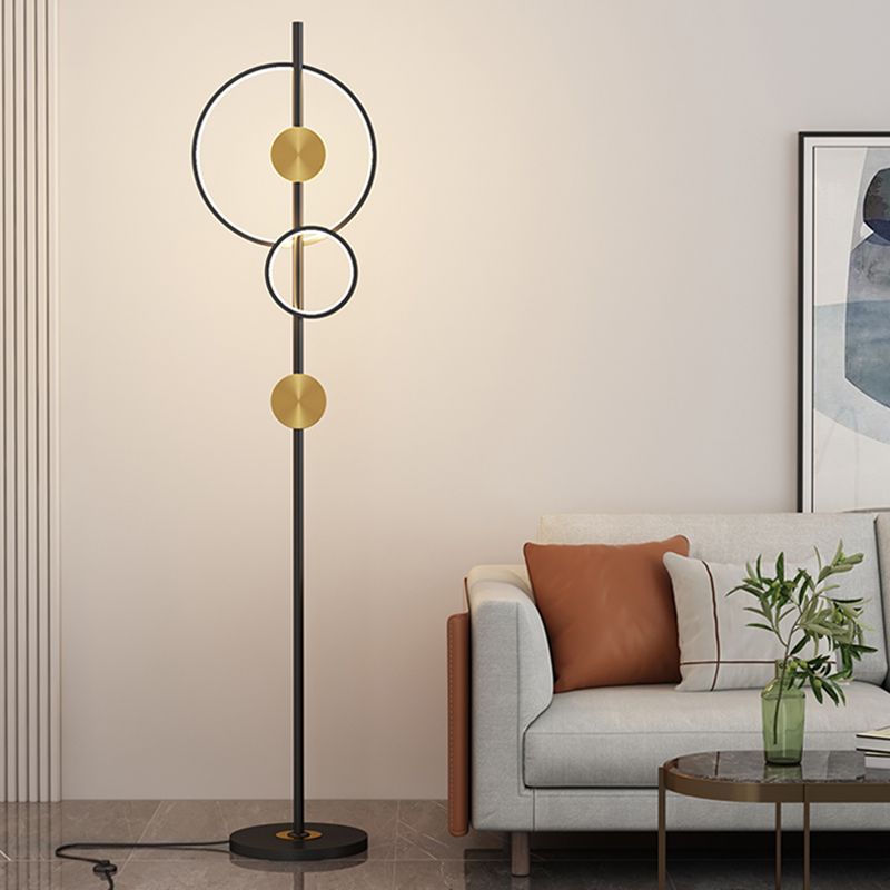 Alonza Moderne Ring Vloerlampen, Zwart/Goud, Slaapkamer/Studeerkamer