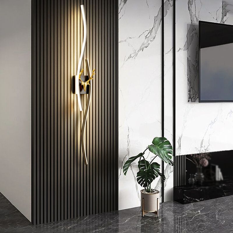 Oliver Modern Industriele LED Wandlamp Zwart/Goud Metaal Woon/Slaapkamer Binnen