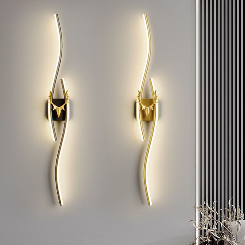 Oliver Modern Industriele LED Wandlamp Zwart/Goud Metaal Woon/Slaapkamer Binnen