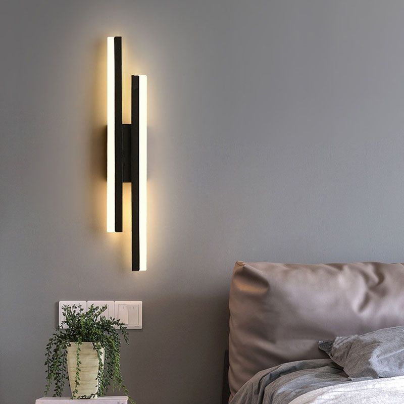 Silas Minimalistische Industriele LED Wandlamp Zwart/Wit Woon/Slaapkamer Acryl/Metaal