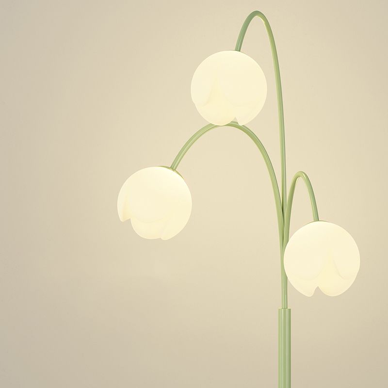 Lily Scandinavische 3 Lichten Bloem Vloerlamp Metalen Glazen Groen Roze Slaapkamer/Woonkamer