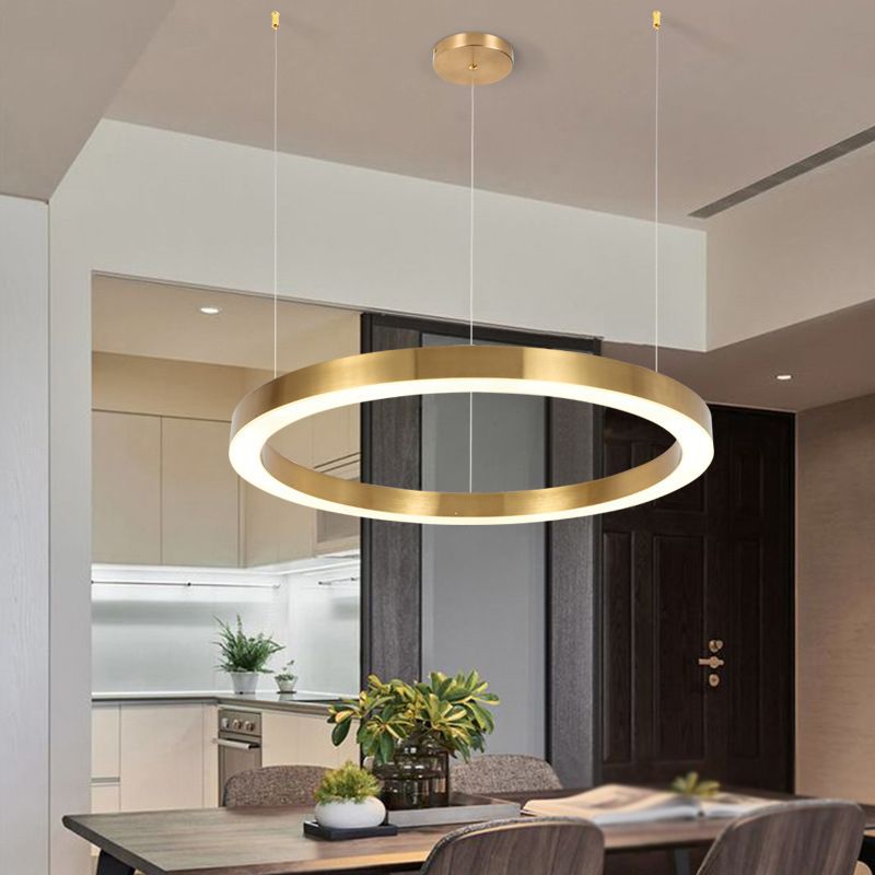 Alonza Moderne Ring Metalen Hanglamp, Woonk/Eetk/Slaapkamer, Goud