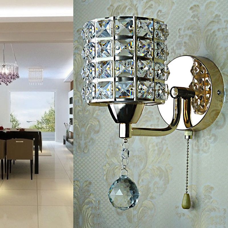 Kristy Moderne Cilinder LED Wandlamp Metaal/Crystal Goud/Chroom Slaap/Woon/Badkamer